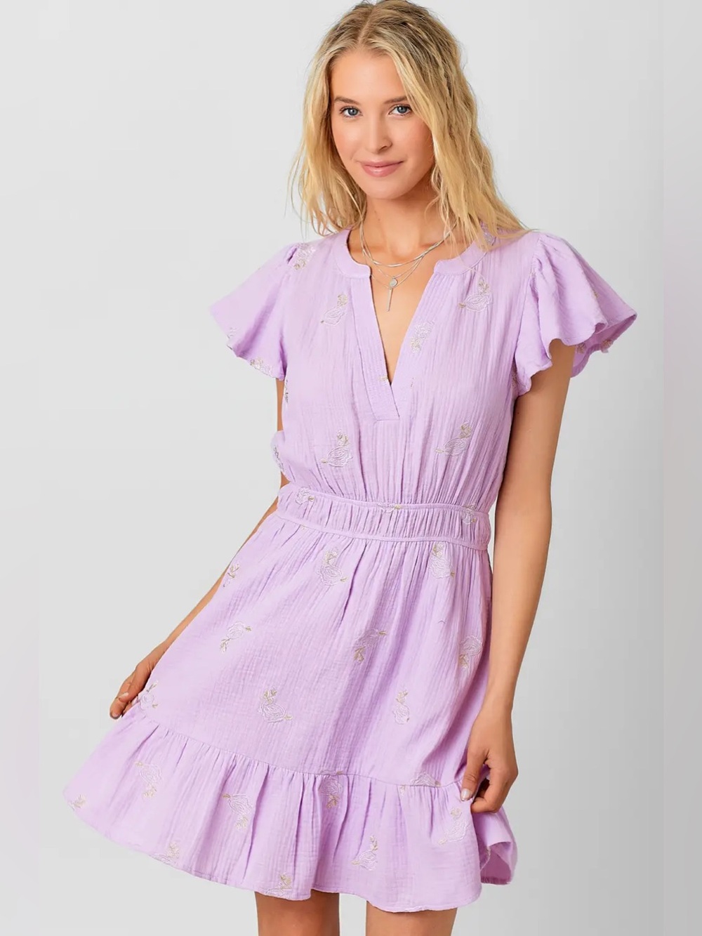 Mystree Embroidered Double Gauze Dress NWT